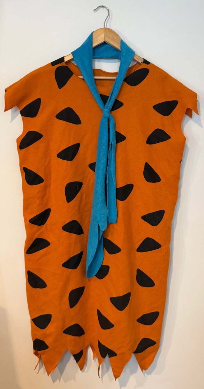 Fred Flintstone Costume Orange Tunic with Blue Tie